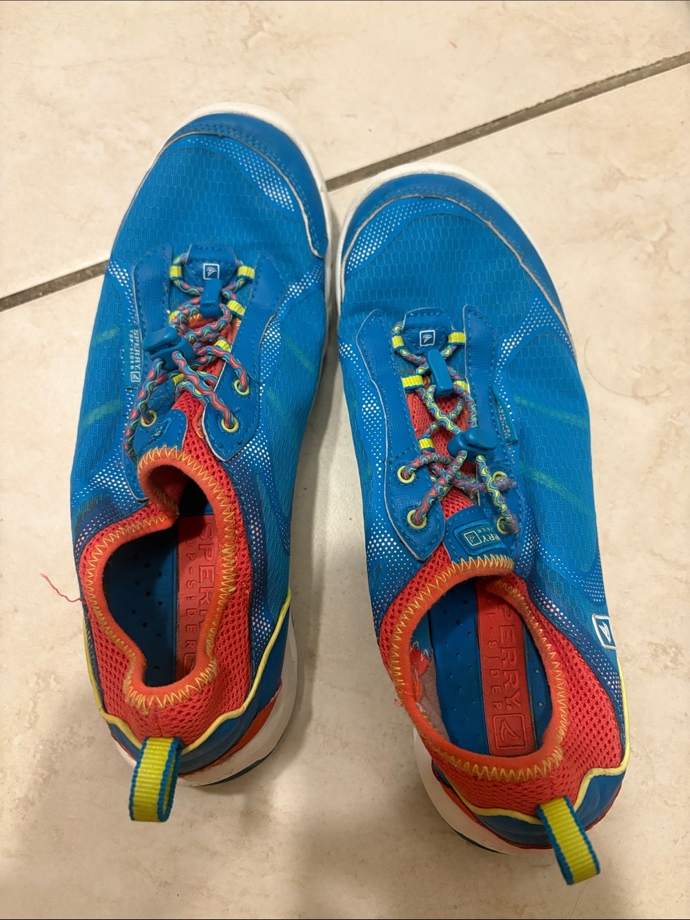 Sperry Blue Athletic Sneakers with Neon Trim